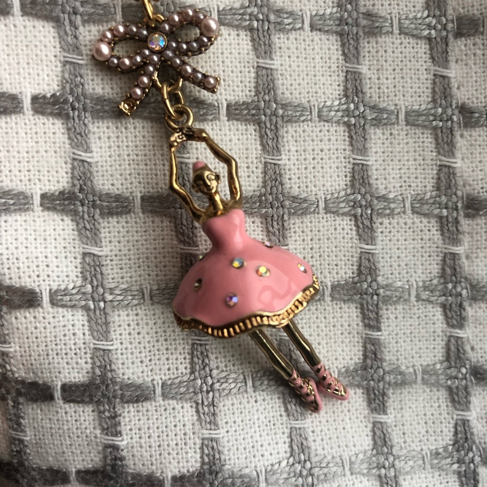 Betsy Johnson Pearl Ballerina Necklace